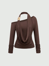 Grunge Punk Vintage Grunge Style Draped Neck Asymmetric Batwing Sleeve Women Loose T-Shirt